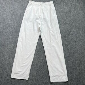 SABO‎ Extra High waist Dressy Straight Leg White Linen Pants Cotton Lined Size S
